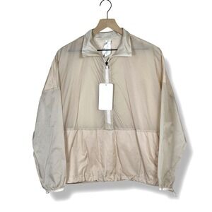 Fabletics Women Ash Cropped Half Zip Jacket Size S Beige Pink Windbreaker NEW